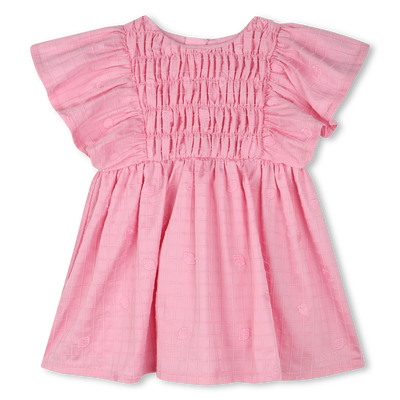 Vestido bordado de raso KENZO KIDS NI&Ntilde;A