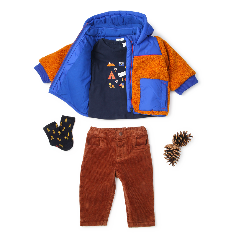 Abrigo bimaterial y bicolor CARREMENT BEAU 
                        NI&Ntilde;O