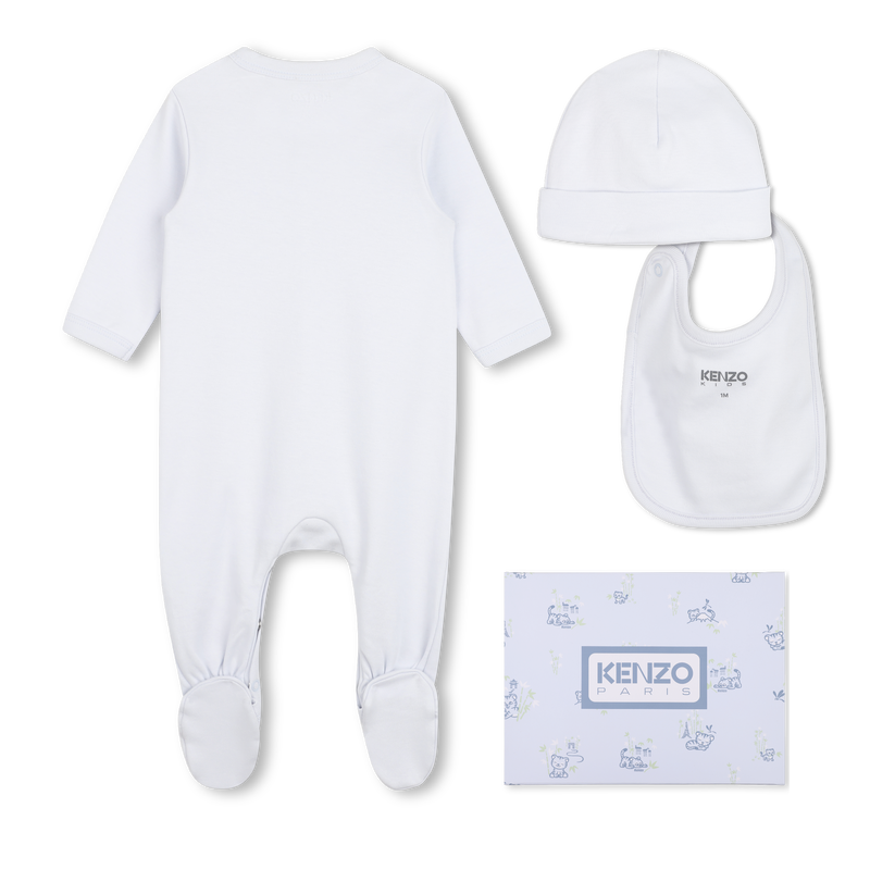 CONJUNTO DE PIJAMA, GORRO Y BABERO KENZO KIDS 
                        NI&Ntilde;O