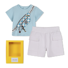 Conjunto de camiseta y pantal&oacute;n corto, AZUL CIELO, hi-res