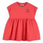Vestido fruncido en la cintura, ROJO, hi-res