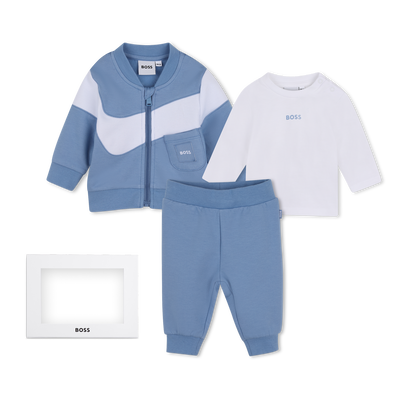 Conjunto de pantal&oacute;n, c&aacute;rdigan y camiseta BOSS NI&Ntilde;O