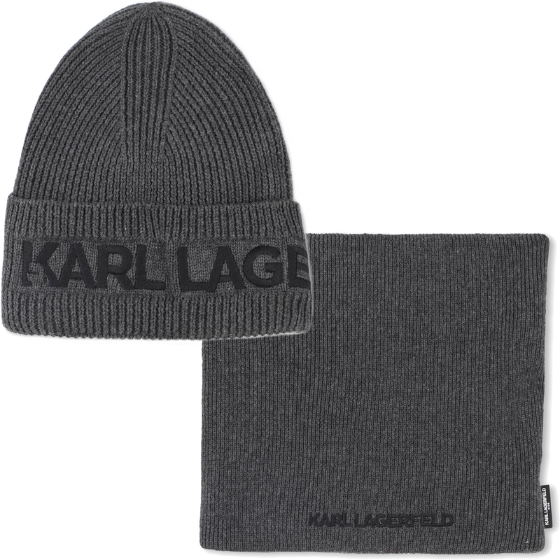 Conjunto de gorro de punto + calentador de cuello KARL LAGERFELD KIDS 
                        NI&Ntilde;O