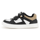 Zapatillas con rayas de velcro, NEGRO, hi-res