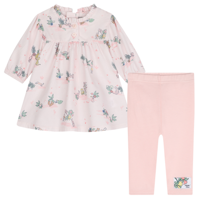 Vestido y leggings de algod&oacute;n KENZO KIDS NI&Ntilde;A