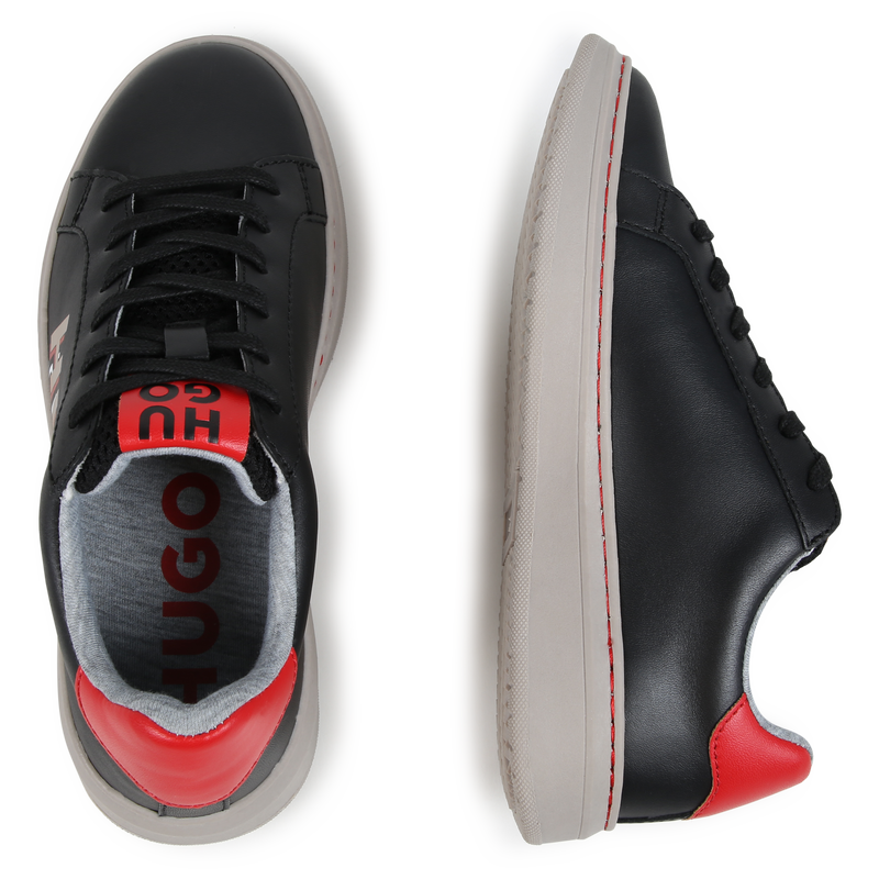 Deportivas de piel y cordones HUGO 
                        NI&Ntilde;O