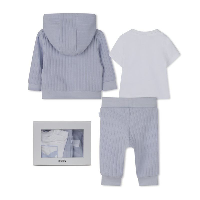 CONJUNTO DE C&Aacute;RDIGAN + PANTAL&Oacute;N + CAMISETA BOSS 
                        NI&Ntilde;O
