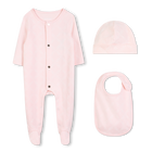 Conjunto de pijama, babero y gorro, RASA PASTEL, hi-res
