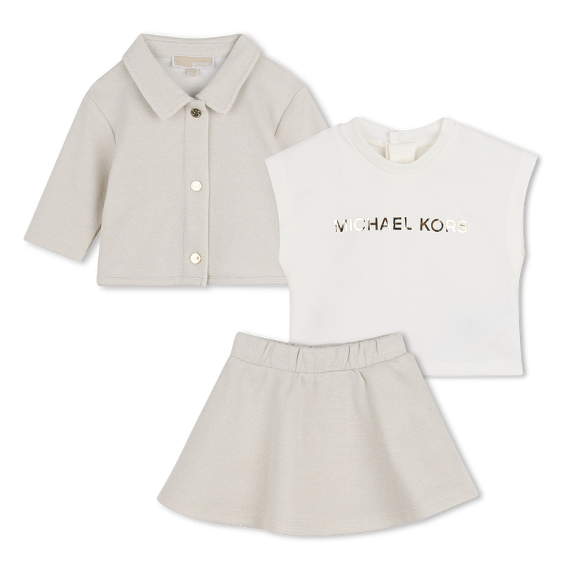 Conjunto de c&aacute;rdigan, falda y camiseta MICHAEL KORS 
                        NI&Ntilde;A