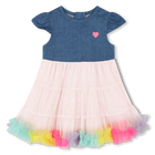 Vestido bimateria con volantes BILLIEBLUSH 
                    NI&Ntilde;A