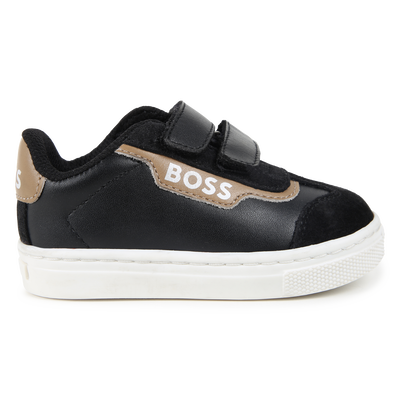 Zapatillas de piel y velcro BOSS NI&Ntilde;O