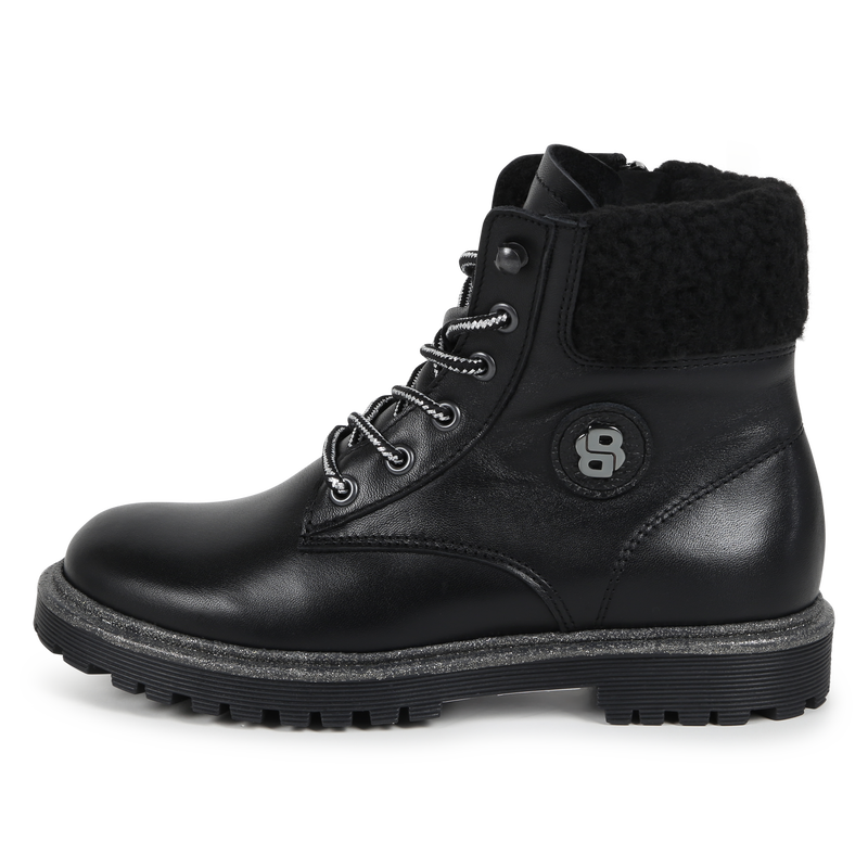 Botines de piel y cordones BOSS 
                        NI&Ntilde;A