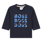 Camiseta de algod&oacute;n multilogo BOSS 
                    NI&Ntilde;O
