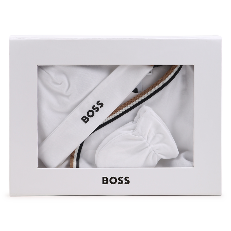 CONJUNTO PIJAMA + PANO + BAN + MANOPLAS BOSS 
                        NI&Ntilde;O