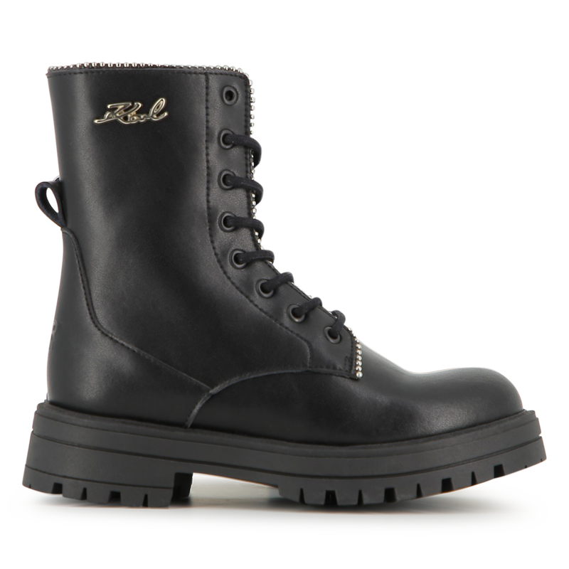 Bota de cordones a media ca&ntilde;a en piel de vacuno KARL LAGERFELD KIDS 
                        NI&Ntilde;A