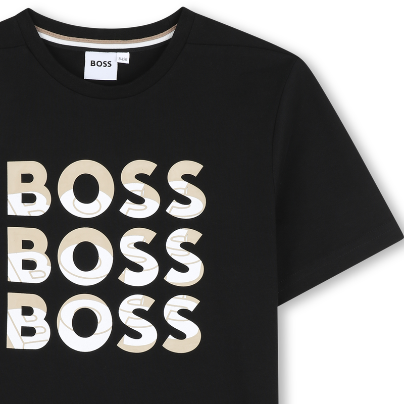 Camiseta manga corta y algod&oacute;n BOSS 
                        NI&Ntilde;O