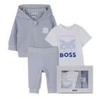 Conjunto de c&aacute;rdigan + pantal&oacute;n + camiseta BOSS 
                    NI&Ntilde;O