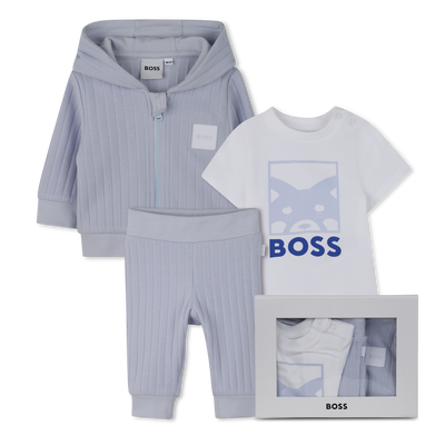 CONJUNTO DE C&Aacute;RDIGAN + PANTAL&Oacute;N + CAMISETA BOSS NI&Ntilde;O