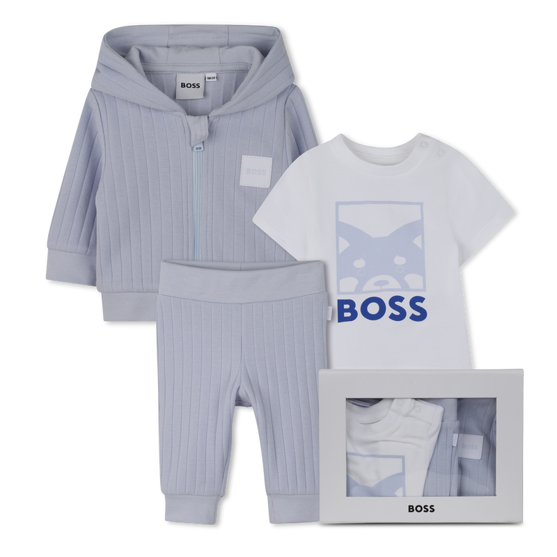 Conjunto de c&aacute;rdigan + pantal&oacute;n + camiseta BOSS 
                        NI&Ntilde;O