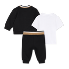 Conjunto camiseta + pantal&oacute;n + c&aacute;rdigan BOSS 
                    NI&Ntilde;O