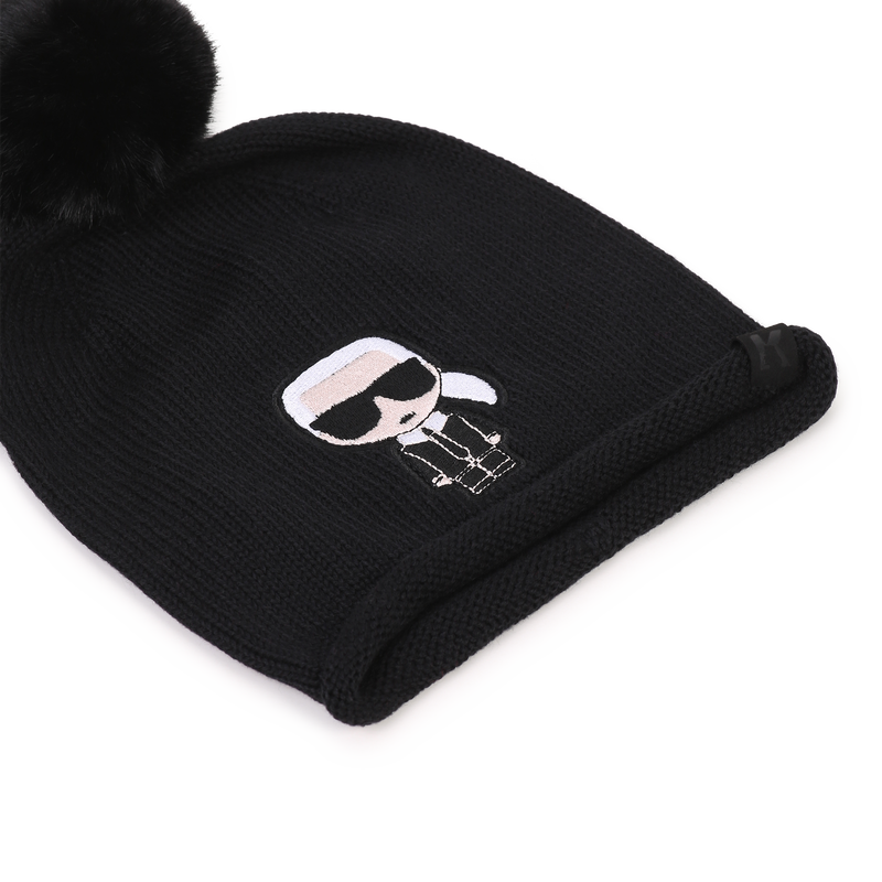 Gorro con pomp&oacute;n KARL LAGERFELD KIDS 
                        NI&Ntilde;A