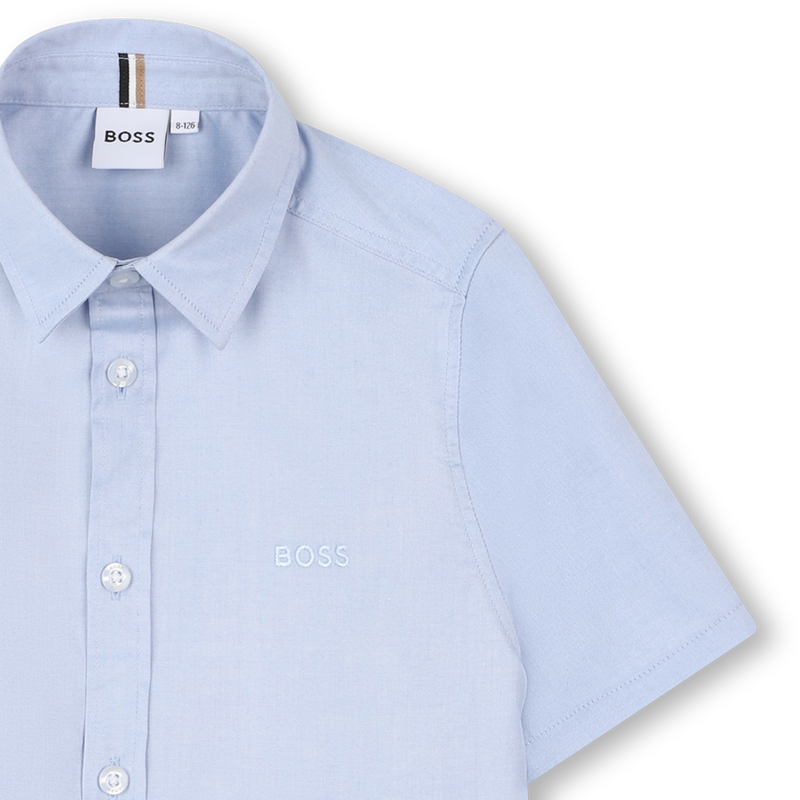 Camisa lisa de algod&oacute;n BOSS 
                        NI&Ntilde;O