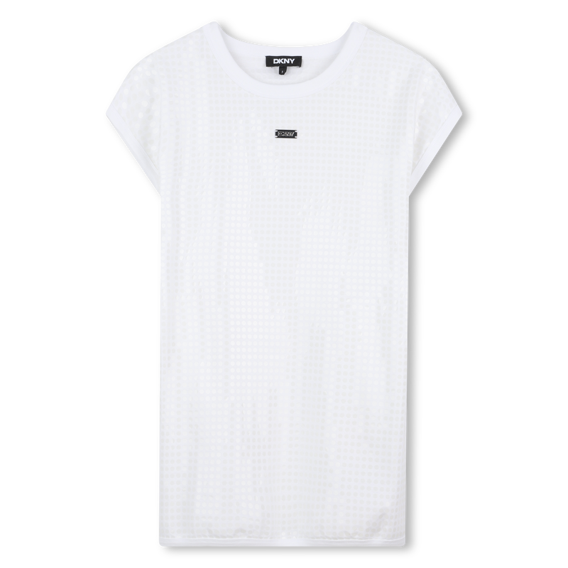 Vestido algod&oacute;n y lentejuelas DKNY 
                        NI&Ntilde;A