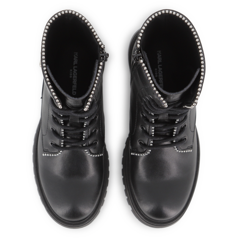 Bota de cordones a media ca&ntilde;a en piel de vacuno KARL LAGERFELD KIDS 
                        NI&Ntilde;A