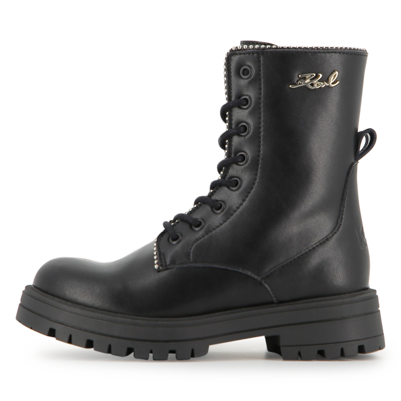 Bota de cordones a media ca&ntilde;a en piel de vacuno KARL LAGERFELD KIDS 
                        NI&Ntilde;A