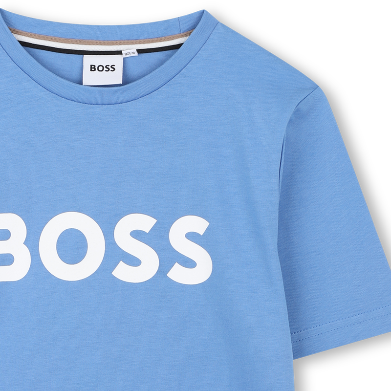Camiseta manga corta y algod&oacute;n BOSS 
                        NI&Ntilde;O