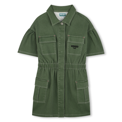 Vestido sahariano de algod&oacute;n KENZO KIDS NI&Ntilde;A