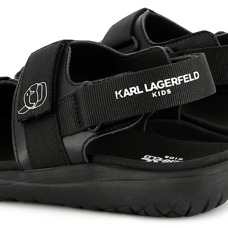 Sandalias de cuero con velcro KARL LARGERFELD KIDS 
                        NI&Ntilde;O