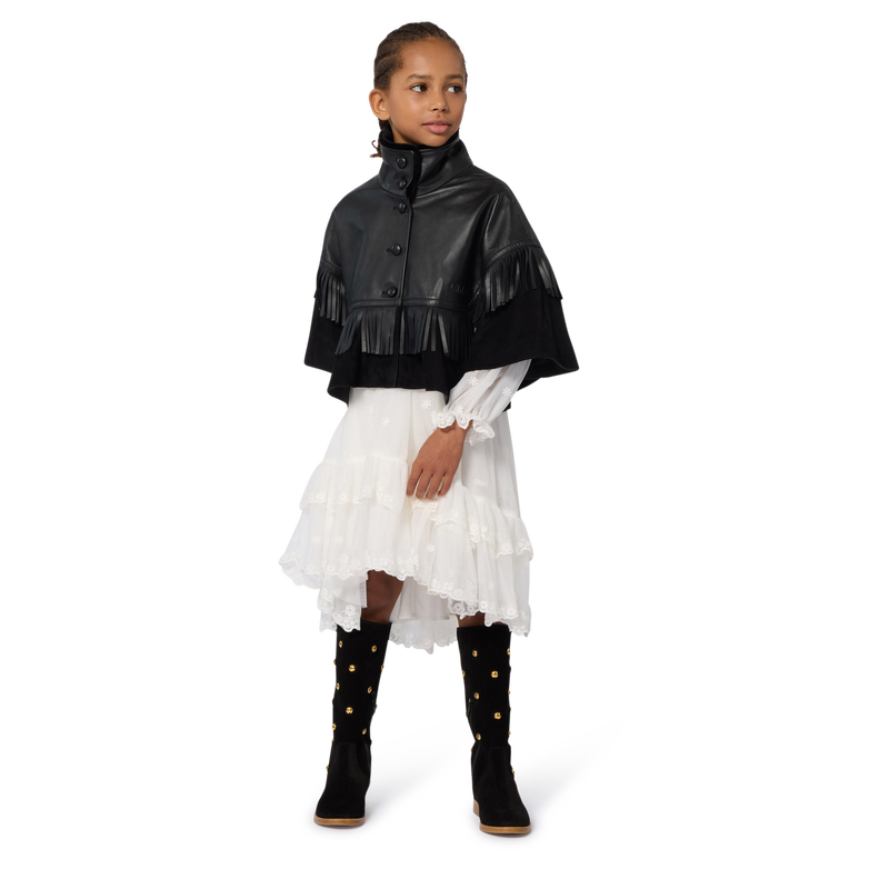 Chaqueta capa con flecos CHLOE 
                        NI&Ntilde;A