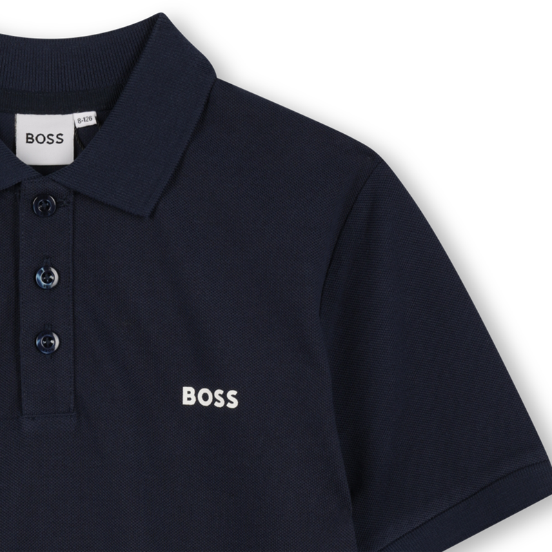 Polo de algod&oacute;n con logo BOSS 
                        NI&Ntilde;O