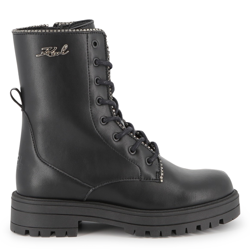 Bota de cordones a media ca&ntilde;a en piel de vacuno KARL LAGERFELD KIDS 
                        NI&Ntilde;A