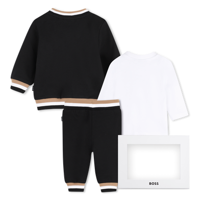 Conjunto de pantal&oacute;n, c&aacute;rdigan y camiseta BOSS NI&Ntilde;O