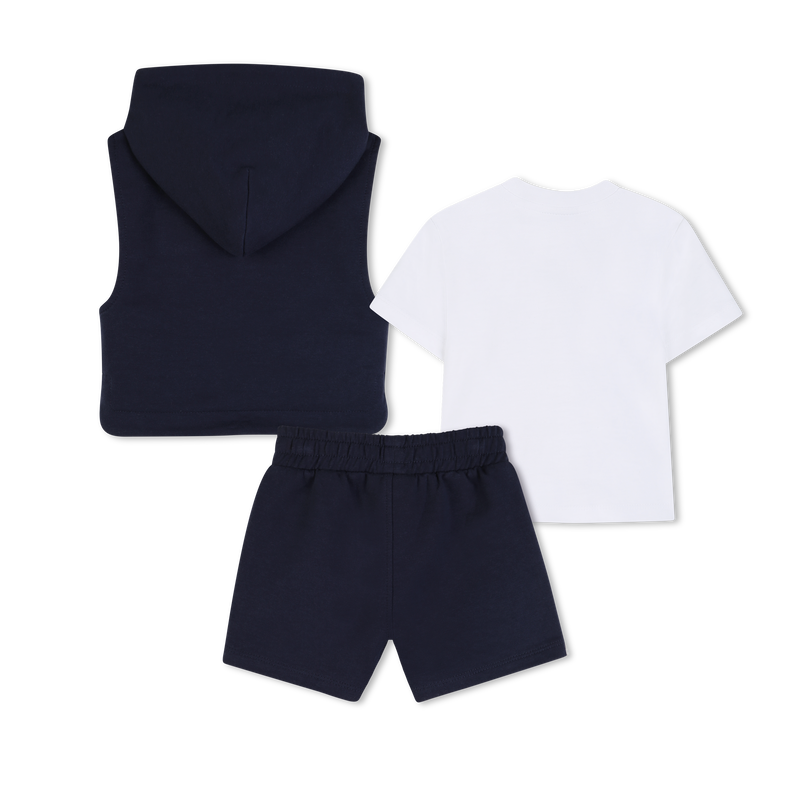 CONJUNTO CAMISETA + SUDADERA + PANTAL&Oacute;N CORTO BOSS 
                        NI&Ntilde;O
