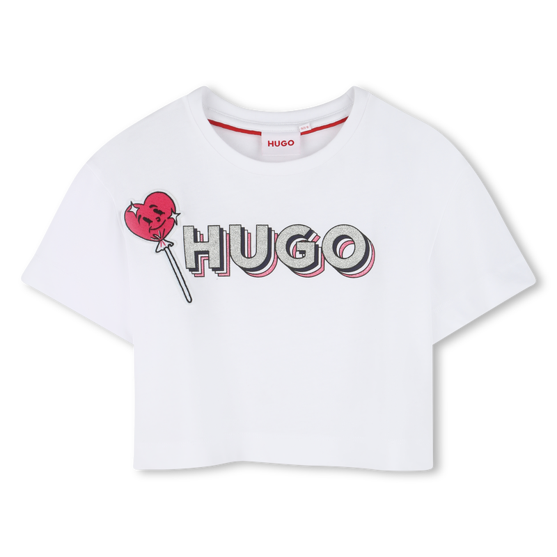 Camiseta con parche y logo HUGO 
                        NI&Ntilde;A