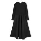 Vestido largo bimaterial, NEGRO, hi-res