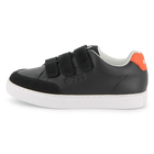 Zapatillas con rayas de velcro, NEGRO, hi-res