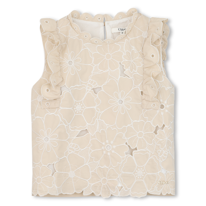 CAMISETA CON BORDADO FLORAL CHLOE 
                        NI&Ntilde;A