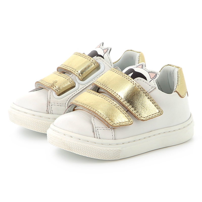 Zapatillas de cuero con velcro KARL LAGERFELD KIDS 
                        NI&Ntilde;A