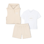 Conjunto camiseta + sudadera + pantal&oacute;n corto, NUEVO BEIGE, hi-res