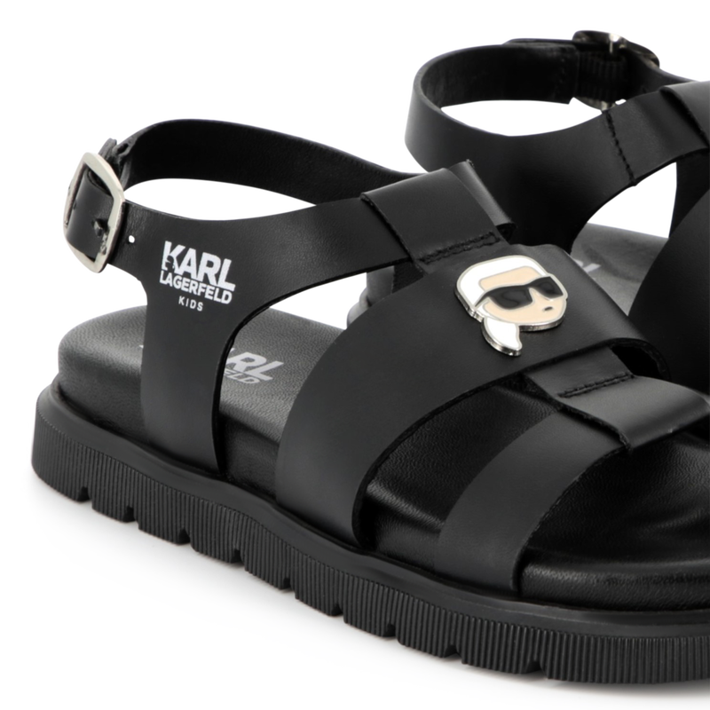 Sandalias de cuero con hebilla KARL LAGERFELD KIDS 
                        NI&Ntilde;A