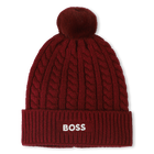 Gorro de punto trenzado, ROJO OSCURO, hi-res