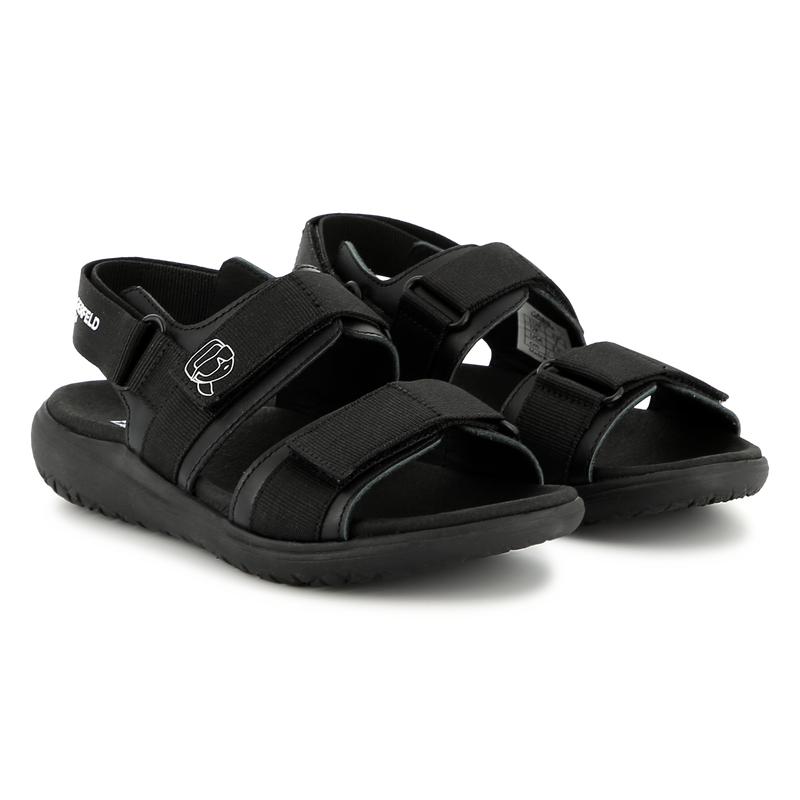Sandalias de cuero con velcro KARL LAGERFELD KIDS 
                        NI&Ntilde;O