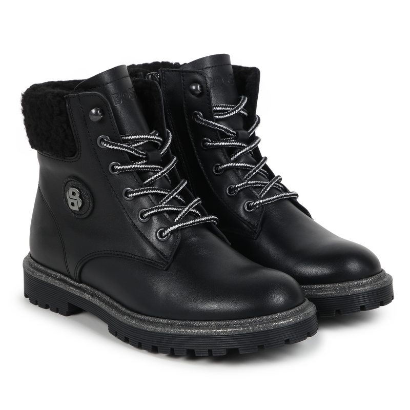 Botines de piel y cordones BOSS 
                        NI&Ntilde;A