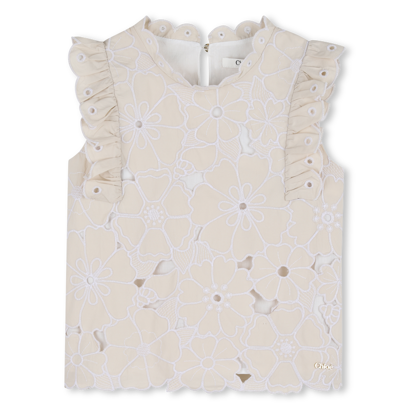 CAMISETA CON BORDADO FLORAL CHLOE 
                        NI&Ntilde;A
