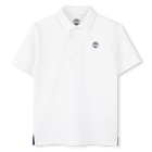 Polo liso con logo en el pecho, BLANCO, hi-res