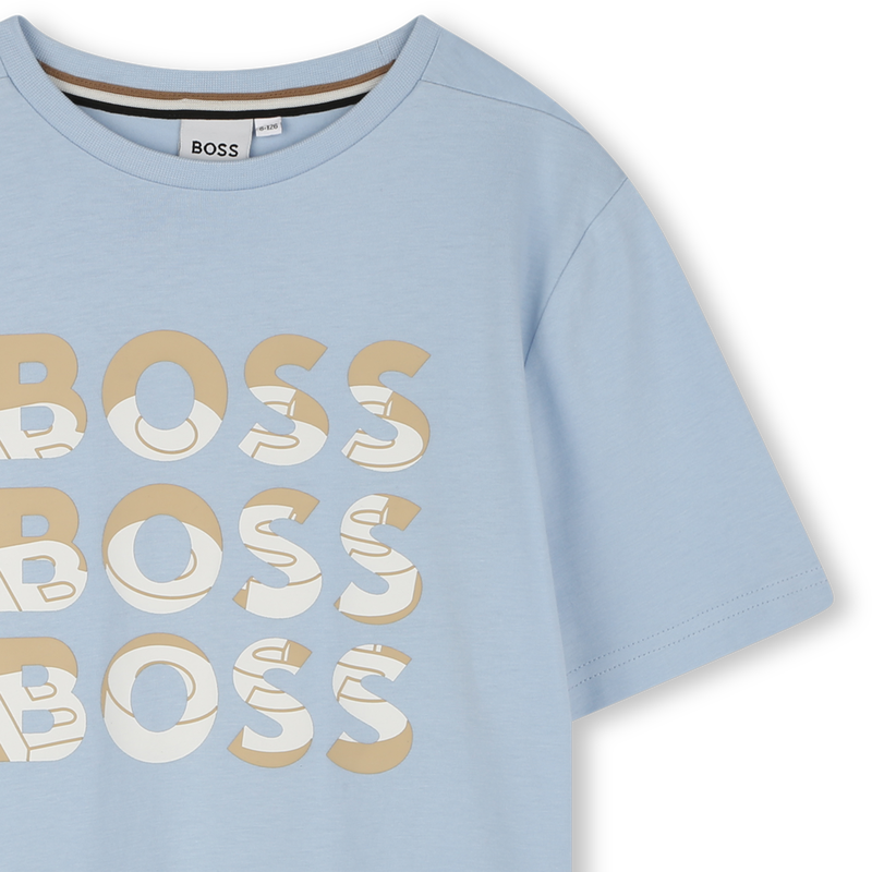 Camiseta manga corta y algod&oacute;n BOSS 
                        NI&Ntilde;O